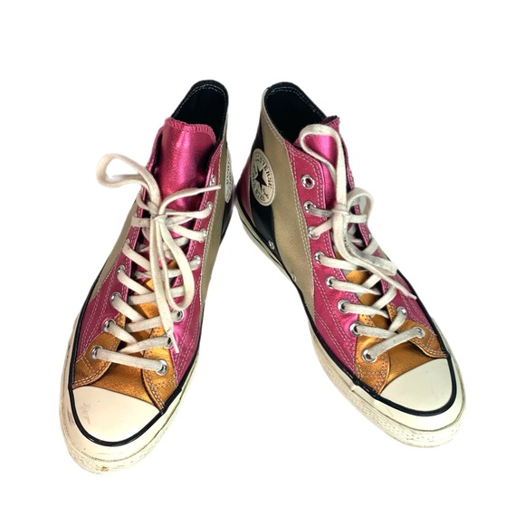 Converse Metallic Pink Gold Rainbow Chuck Taylor 70 Hi Top Sneakers Sz 10 - Picture 4 of 7